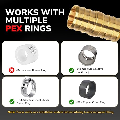 Miniatura 4 de Acoplamiento Pex de 12 pulgada, paquete de 12 accesorios Pex, certificados NSF y UPC, accesorios de engarce de latón resistente para tuberías