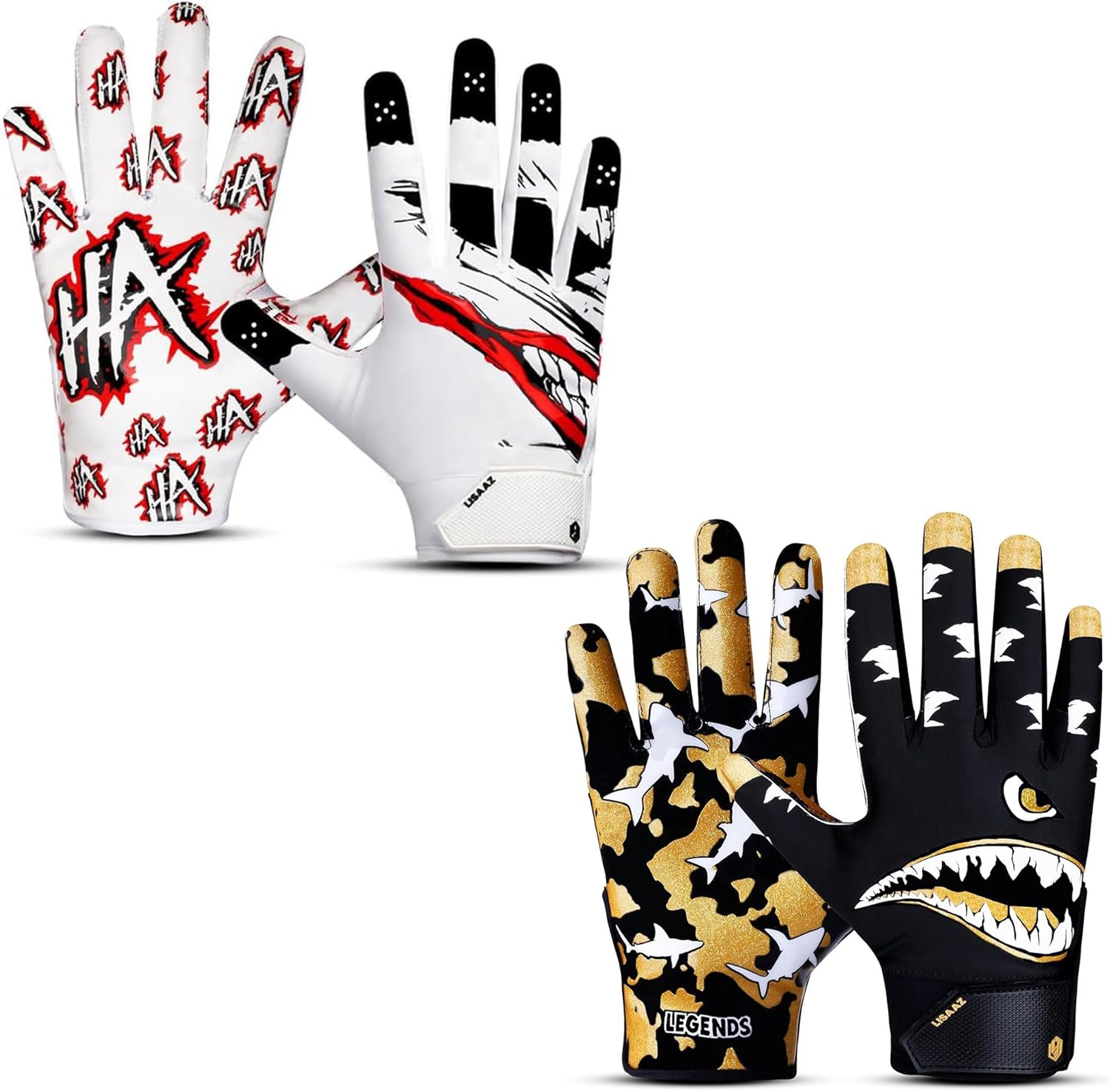 Top Notch Football Gloves Bundle Ball Feel Sensation & Tacky Grip for Youth & Men, Kids 8-12, Adult Sizes