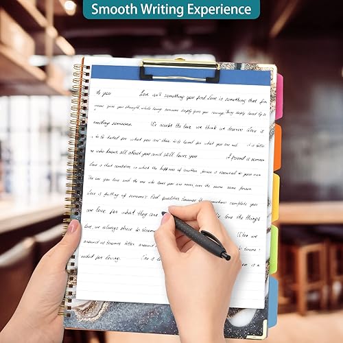 Miniatura 7 de QISTOQI Portapapeles en espiral con bloc de notas forrado recargable para tamaño de letra (11 x 8.5 pulgadas), portapapeles de tapa dura con 5