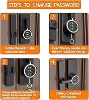 Vista 8 de Paquete de 2 cerraduras blancas para puerta de granero de 180 grados, contraseña de 3 dígitos, cerradura mecánica de contraseña, pestillo abatible