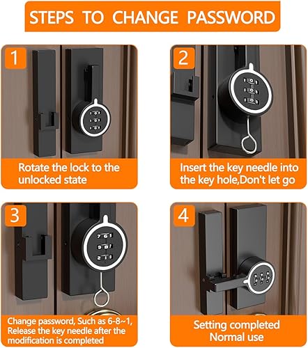 Miniatura 8 de Cerradura negra para puerta de granero de 180 grados, contraseña de 3 dígitos, cerradura mecánica de contraseña, pestillo abatible con combinación,