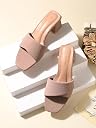 LONDON STEPS Women's Block Heel Slides Sandals | Fashion Open Toe Slip-On Heels | Comfortable Party & Casual Wear Mule Sandals for Women gallery image