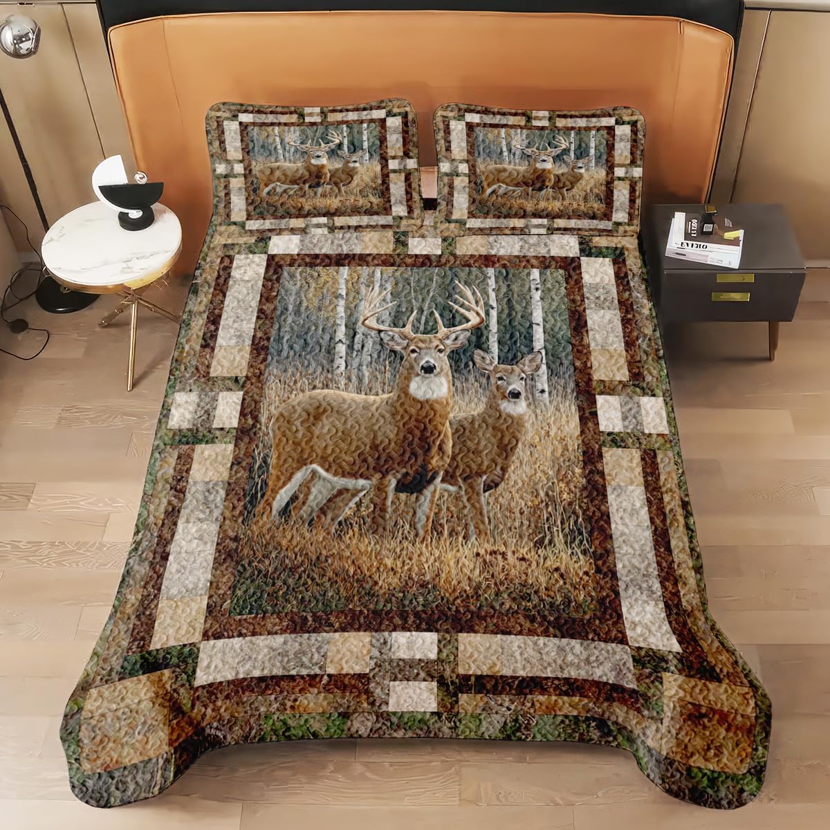 PriAmi Customized Deer Hunting Quilt Set, Rustic Woodland Deer Camo US Flag Bedspread Ultra Soft Quilt Sets, Autumn Deer Bedding, Gifts for Girls Boys Adults Hunter Fall Season Bedroom Decor (HUNT01) - Image 7