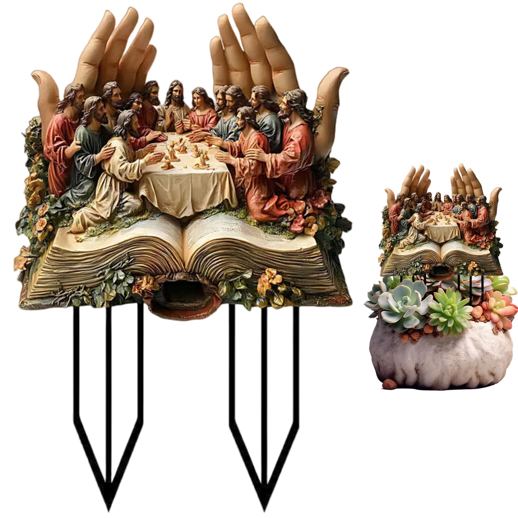 Vervevum Garden Stakes, Last Supper Acrylic Yard Stakes, 12x8 Jesus Gods Christian Sculpture Statue Decorative Garden for Patio Lawns Backyard Decor, Yard