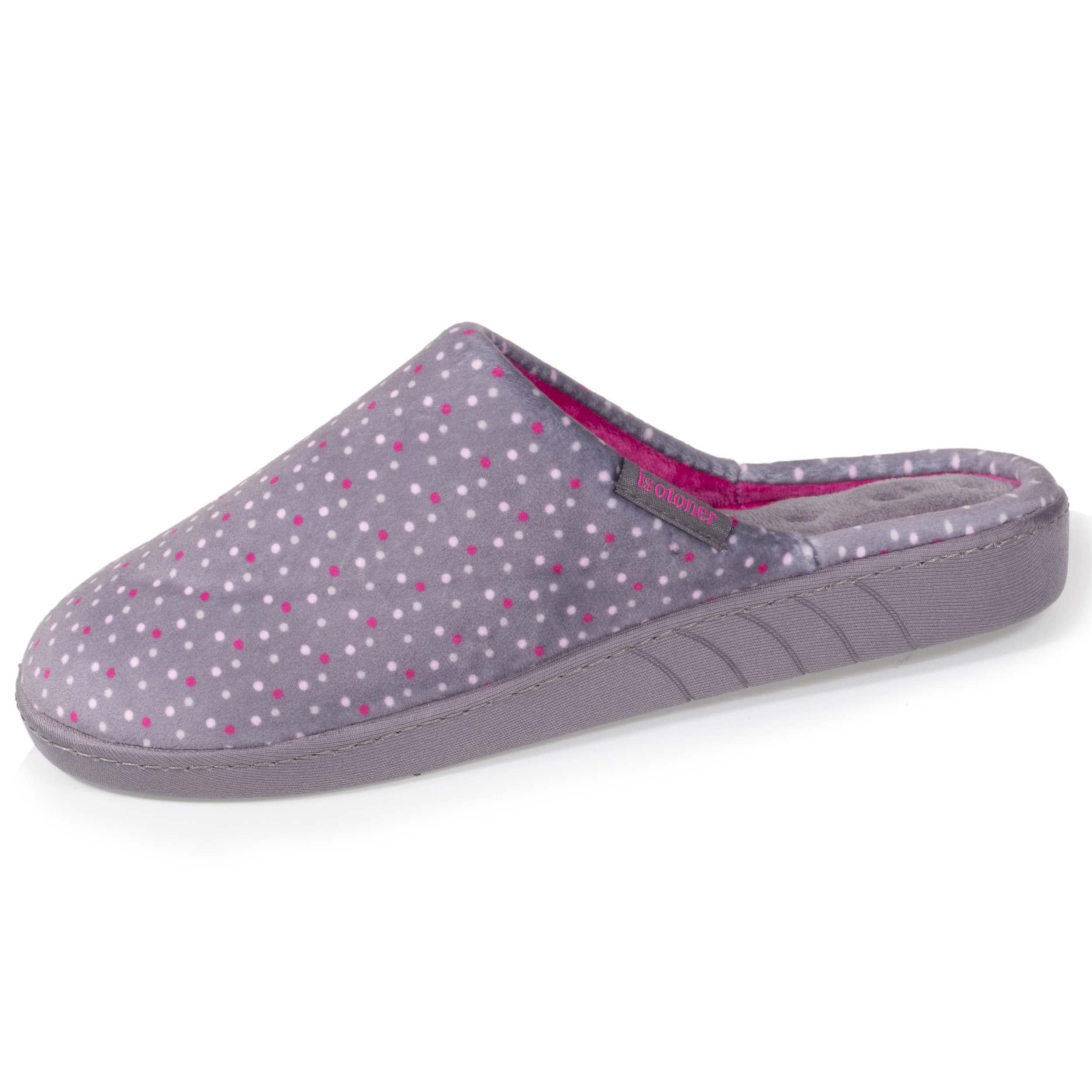 Isotoner Chaussons Mules Femme Ultra Confort – Semelle mémoire de forme et soutien de la voûte plantaire