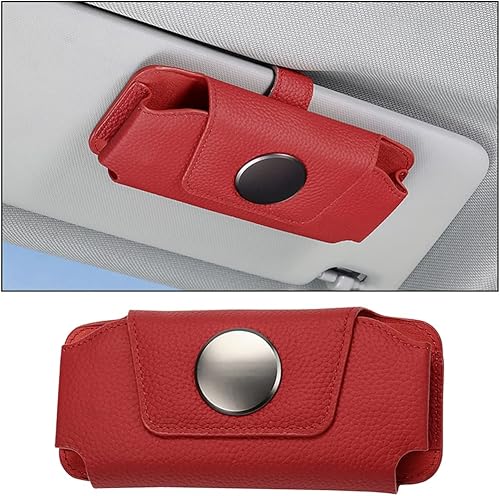 AUCELI Soportes para lentes de sol para visera solar de automóvil soporte magnético para gafas soporte de anteojos de cuero para mujeres y hombres