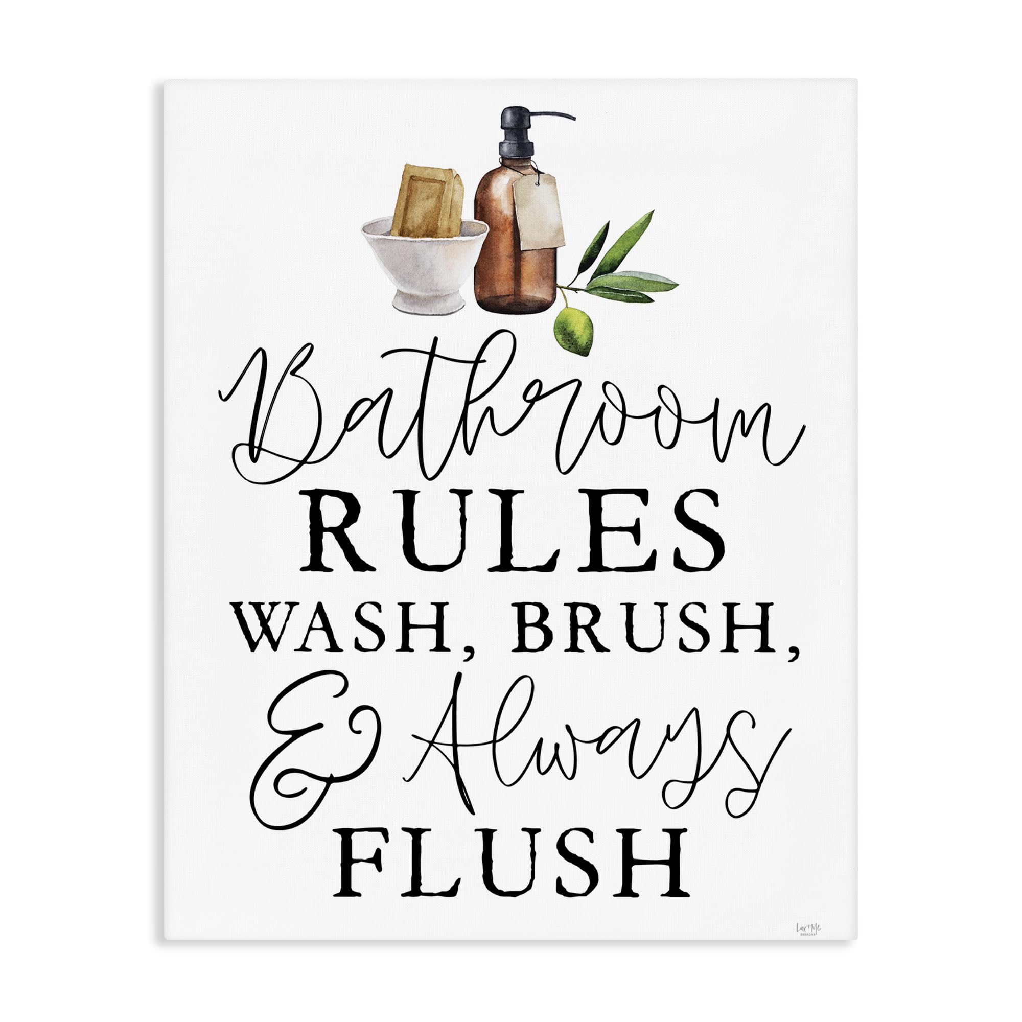 Stupell Industries 'Wash Brush & Always Flush', Canvas Art, 16 x 20 Inches, Easy to Hang and Sturdy, Made in USA, by Lux + Me Designs