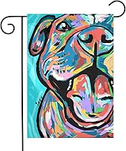 Colorful Pitbull Paintings Garden Flags House Indoor & Outdoor Welcome Decorations,Waterproof Polyester Yard Decorative for Game Family Party Banner