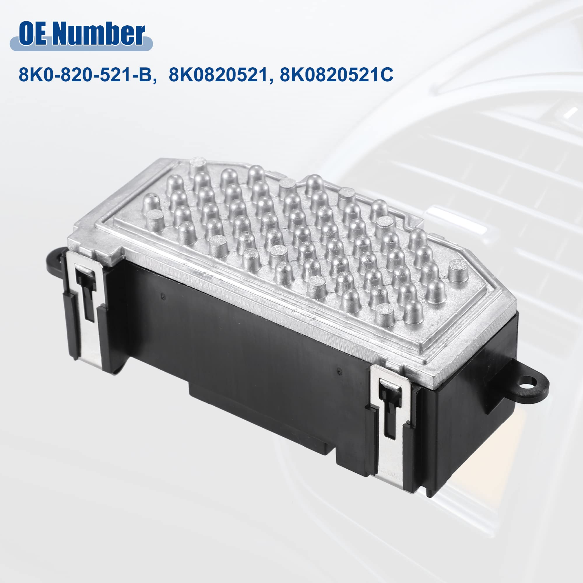 A ABSOPRO Hvac Soplador Motor Resistencia Para Audi A4 09-12 1 Unidad | Color Negro Y Plata, 7 Pines, Orificio 4.3Mm, Oe 8K0-820-521-B, Para Audi A5 10-14, Para Audi A8 14-16, Fácil Instalación