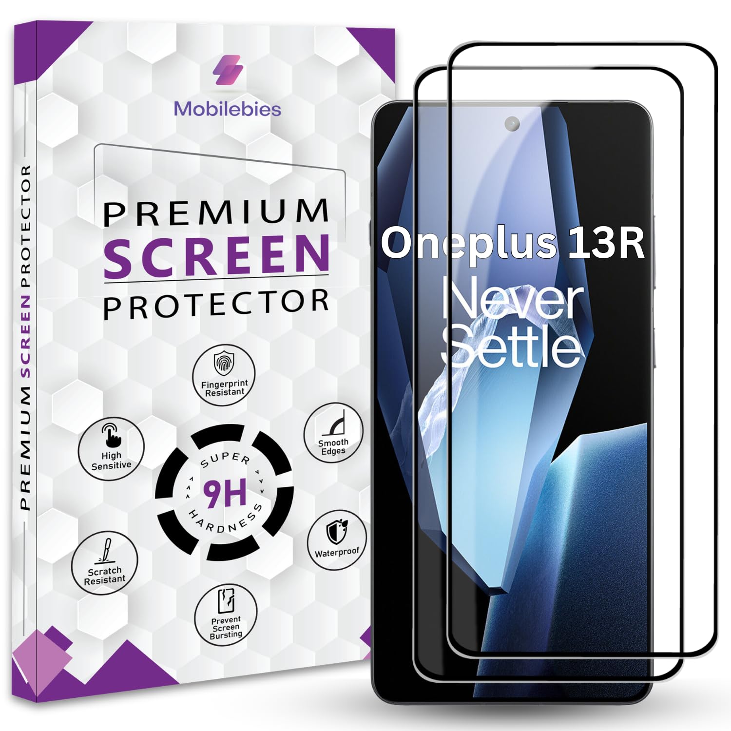 Premium Tempered Glass Screen Protector Guard For Oneplus 13R (6.78 Inch, Pack of 2) | Edge to Edge Coverage With Easy to installation kit Premium Tempered Glass Screen Protector Guard For Oneplus 13R (6.78 Inch, Pack of 2) | Edge to Edge Coverage With Easy to installation kit