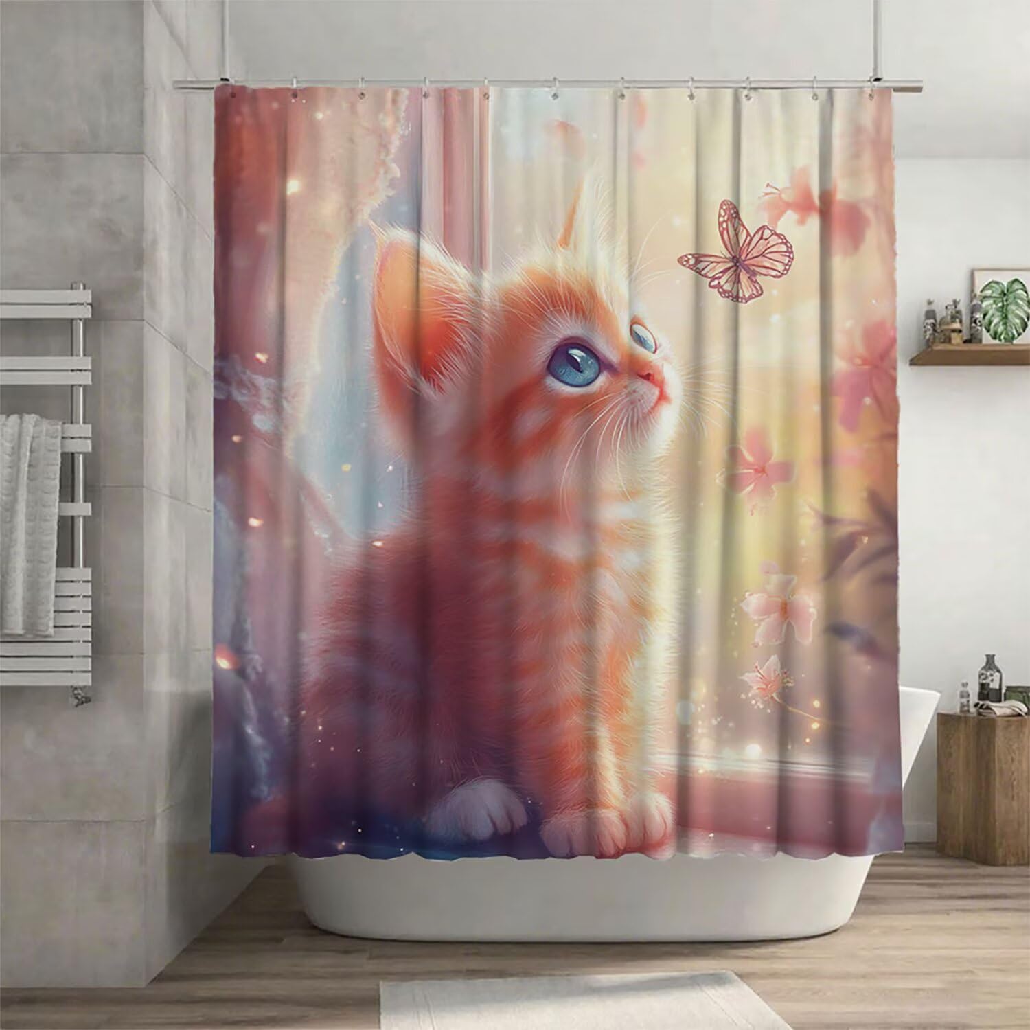 Rideau douche chat 160x200 pour créer une ambiance zen en salle de bain