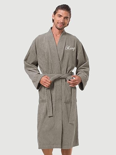 Miniatura 4 de AW BRIDAL 2Pcs Terry Cloth Robes for Women Men 100% Cotton Kimono Spa Robe Couples Wedding Anniversary Engagement Gifts