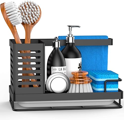 Murlong Organizador de fregadero de cocina soporte de esponja para fregadero de cocina soporte de cepillo para fregadero de cocina acero inoxidable