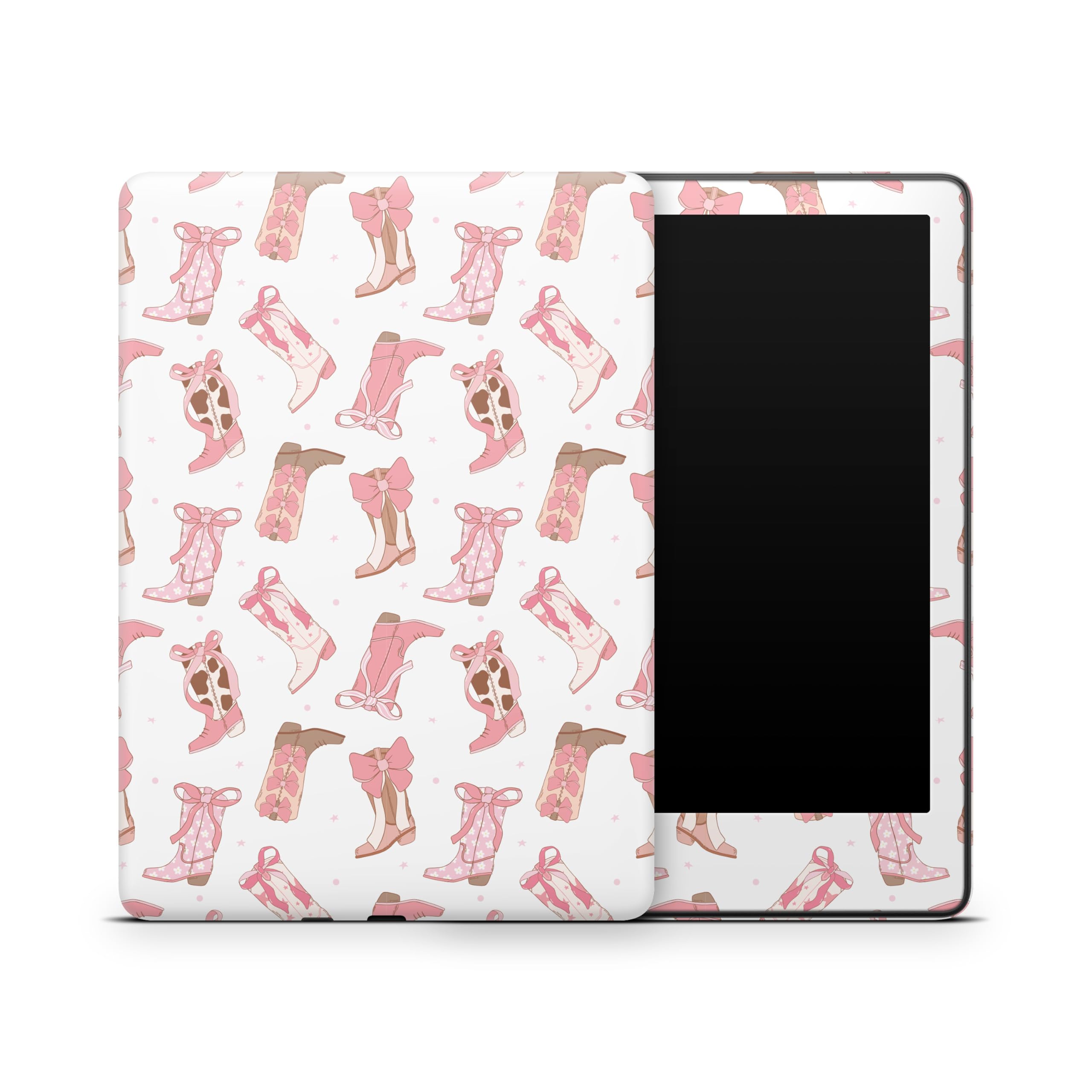 ZOOMHITSKINS Kindle Skin Compatible with Kindle Paperwhite Gen 12 (2024), Cute Pastel Light Pink Red White Boot Shoes Kawaii Girly, Easy Bubble-Free 3M Vinyl Skin Decal Accessories, Made in The USA