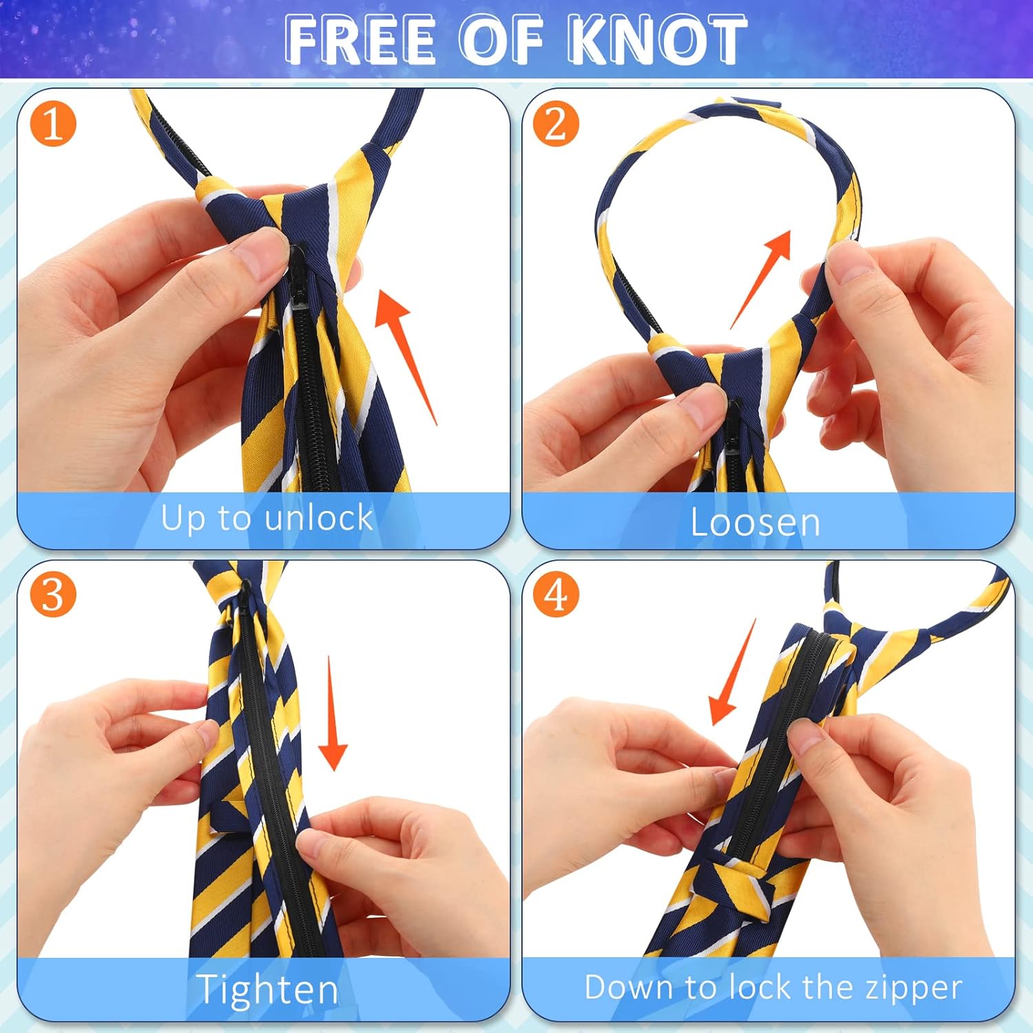 Geyoga 4 Pcs Boys Tie for Kids 15 Inch Adjustable Pre-tied Neckties Zipper Youth Neck Strap Tie for Halloween Party Costume Wedding Graduation School Cosplay Uniforms 6-12 Years - Image 3