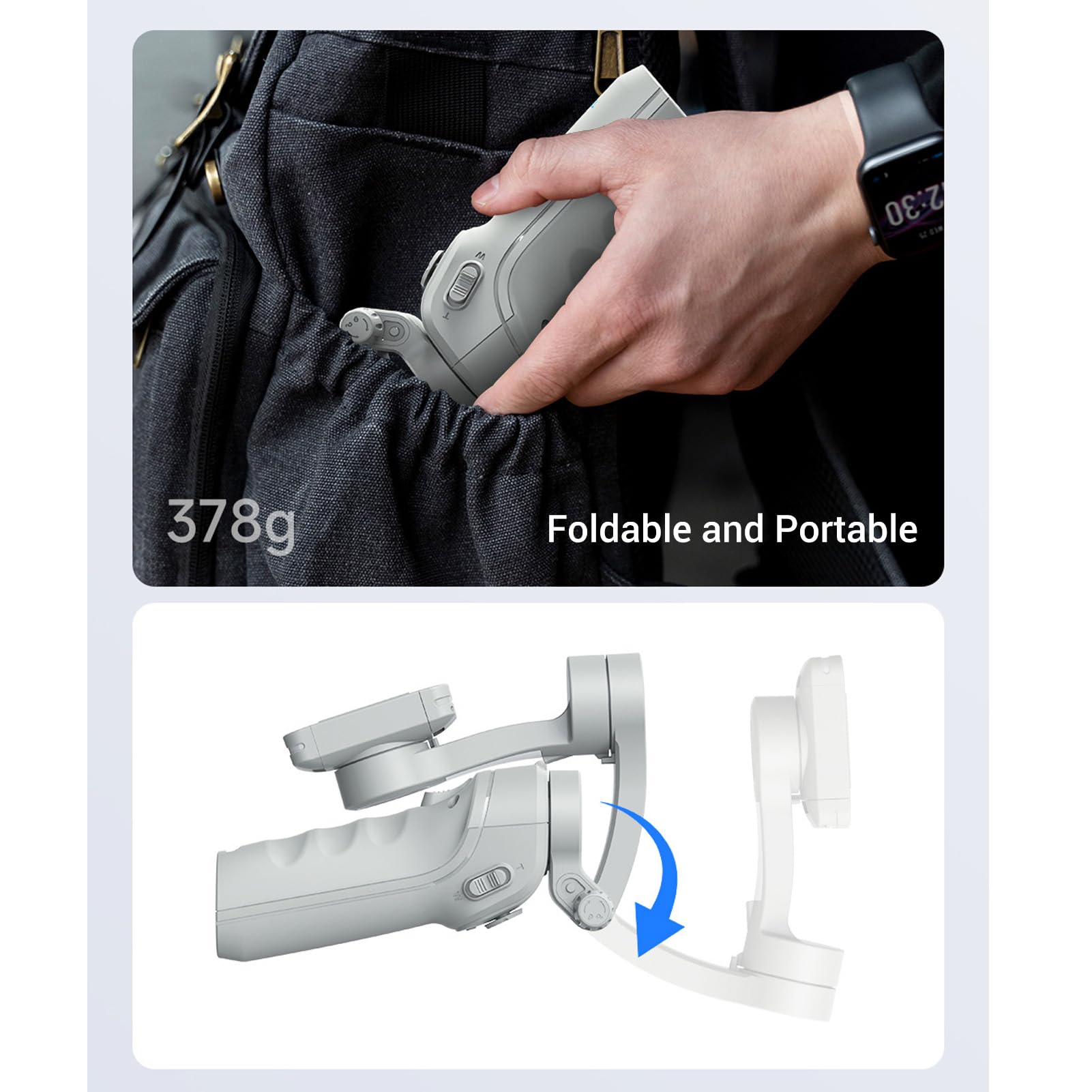 Generic Estabilizador de Teléfono Portátil de Estabilización Avanzada de 3 Ejes para Grabación de Video Profesional, Estabilizador de Vlogging Portátil para Aventuras, Material: PA66