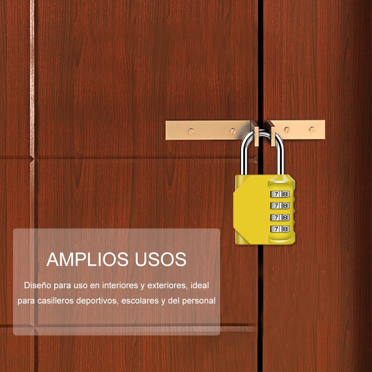 Candado Combinacion, Diyife Impermeable Candado Taquilla, Candado Seguridad 4 Dígitos, Candado para El Casillero del Gimnasio Escolar, Archivadores, Caja De Herramientas,Cerca, Cerrojo(Amarillo)