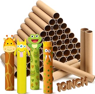 60 Pcs Cardboard Tubes for Craft 2 Size Empty Paper Towel Rolls Cardboard Toilet Paper Tubes Bulk for DIY Projects(Cowhide,1.4 x 10 Inch, 1.6 x 10 Inch)