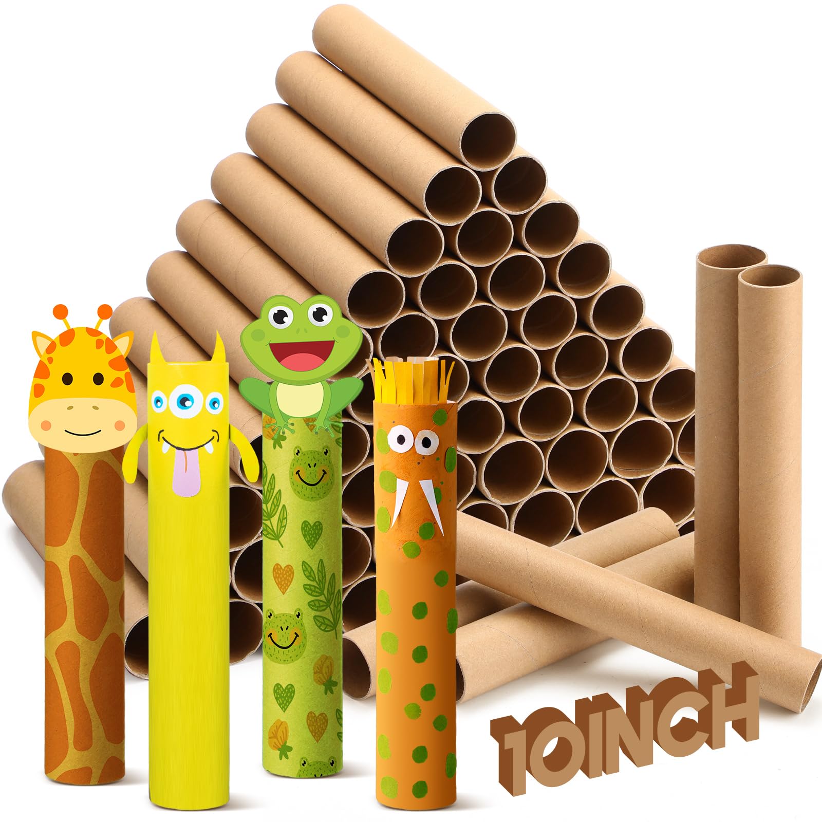 MotiMind 60 Pcs Cardboard Tubes for Craft 2 Size Empty Paper Towel Rolls Cardboard Toilet Paper Tubes Bulk for DIY Projects(Cowhide,1.4 x 10 Inch, 1.6