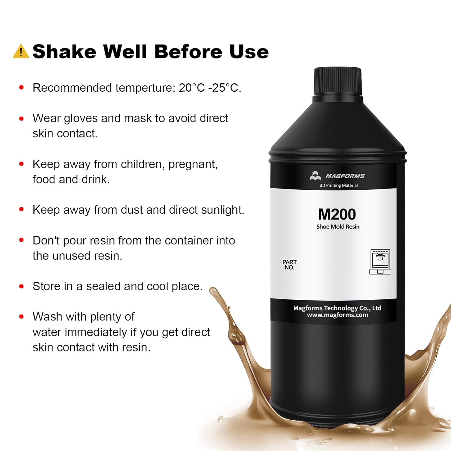 3D Printer Resin M200 for Shoe Mold/Statue, High Precision & Low Shrinkage, Fast Curing 405nm UV Curing Resin for LCD/DLP/MSLA 3D Printers (1kg, Coffee)