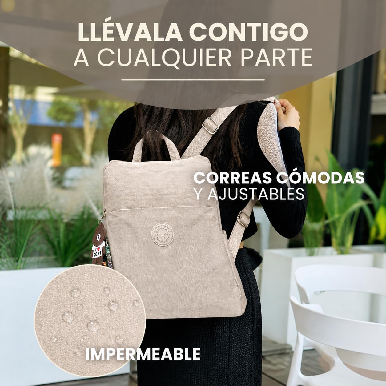 BOLSO MUJER | MOCHILA MUJER | Mochila Antirrobo Mujer | Impermeable | Diseño de Nylon | Bolsos de Mujer | Azul (BEIS)