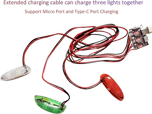 Miniatura 3 de Viloga Kit de 3 luces LED para RC Avión Jet Avión Fix Wing Quadcopter, luces LED intermitentes rojas verdes y blancas recargables, luz pequeña súper