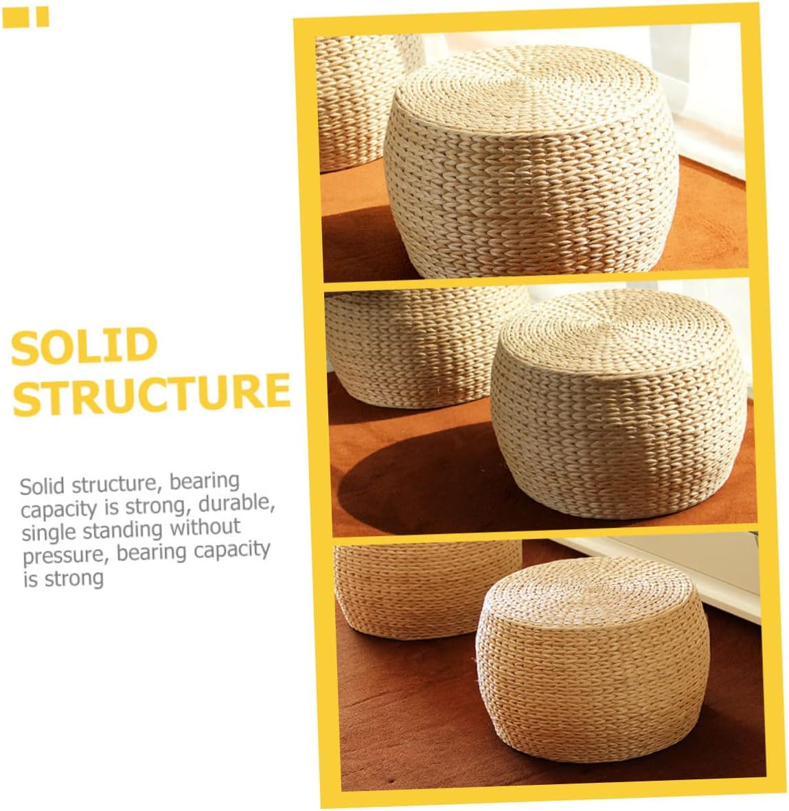 Cabilock Footstool with Non-Slip Bottom for Entrance Entryway Bedroom Comfortable Practical Shoe Changing Stool Stylish Woven Design for Home Decor