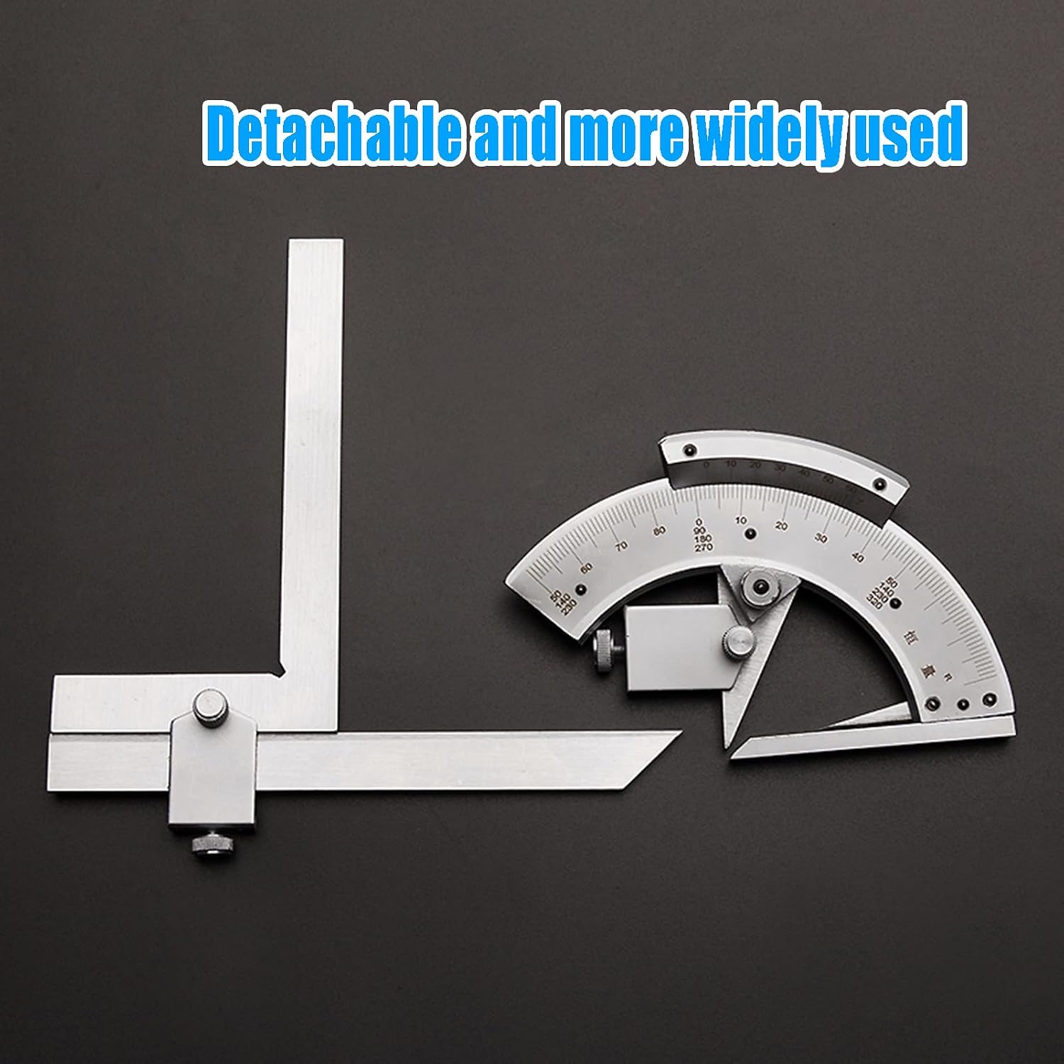 Universal Stainless Steel Vernier Bevel Protractor, 0-320° Exactness Angle Measuring Ruler Tools, 2' Reading Value, for Woodworking/Carpenter/Construction Carbon Steel DIY