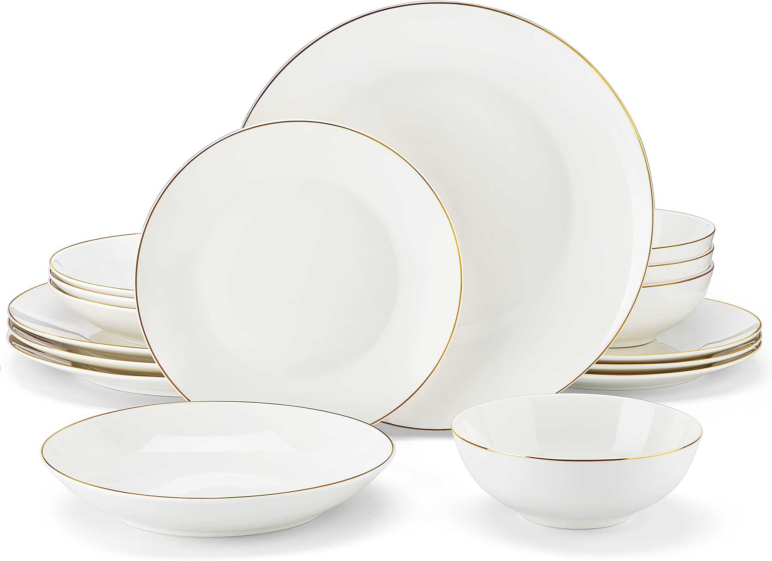 Joseph Seigh, 666420, Bone Porcelain Dinnerware Set w/Scalloped Curved Rim