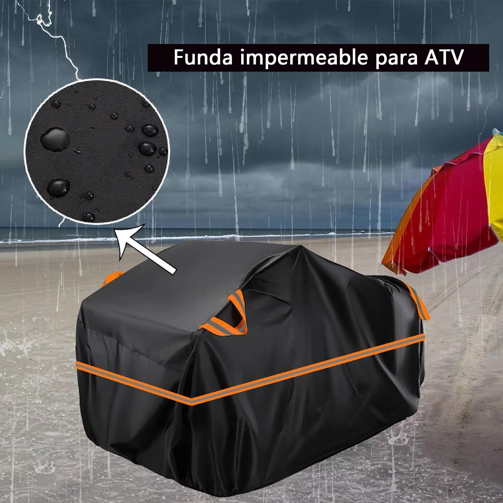 Funda Quad ATV Compatible con Suzuki QuadSport Z400 2004-2024, 210D Todo Clima, Resistente al Sol, a la Lluvia, Nieve Polvo, Funda Quad Bolsa de Almacenamiento (Black Orange)