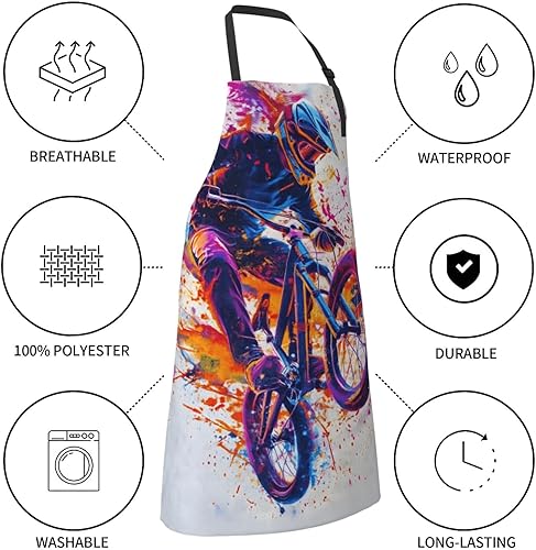 Miniatura 5 de Delantal impermeable con 2 bolsillos, delantales de chef de cocina, baberos para cocinar, hornear, pintura, jardinería, aseo