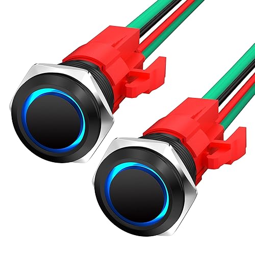 Joinfworld Interruptor de botón de cierre resistente de 12 V y 20 amperios, interruptor de encendido y apagado de 0.630 in, interruptor de botón de