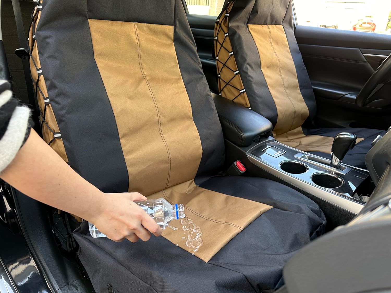 Paquete de 2 fundas tácticas de lona para asientos de coche, impermeables, universales, con múltiples bolsillos