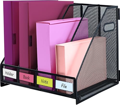 Organizador de escritorio, soporte de archivo de revista de metal con 4 compartimentos verticales, organizador de archivos para suministros de disponible en Yaxa Guatemala