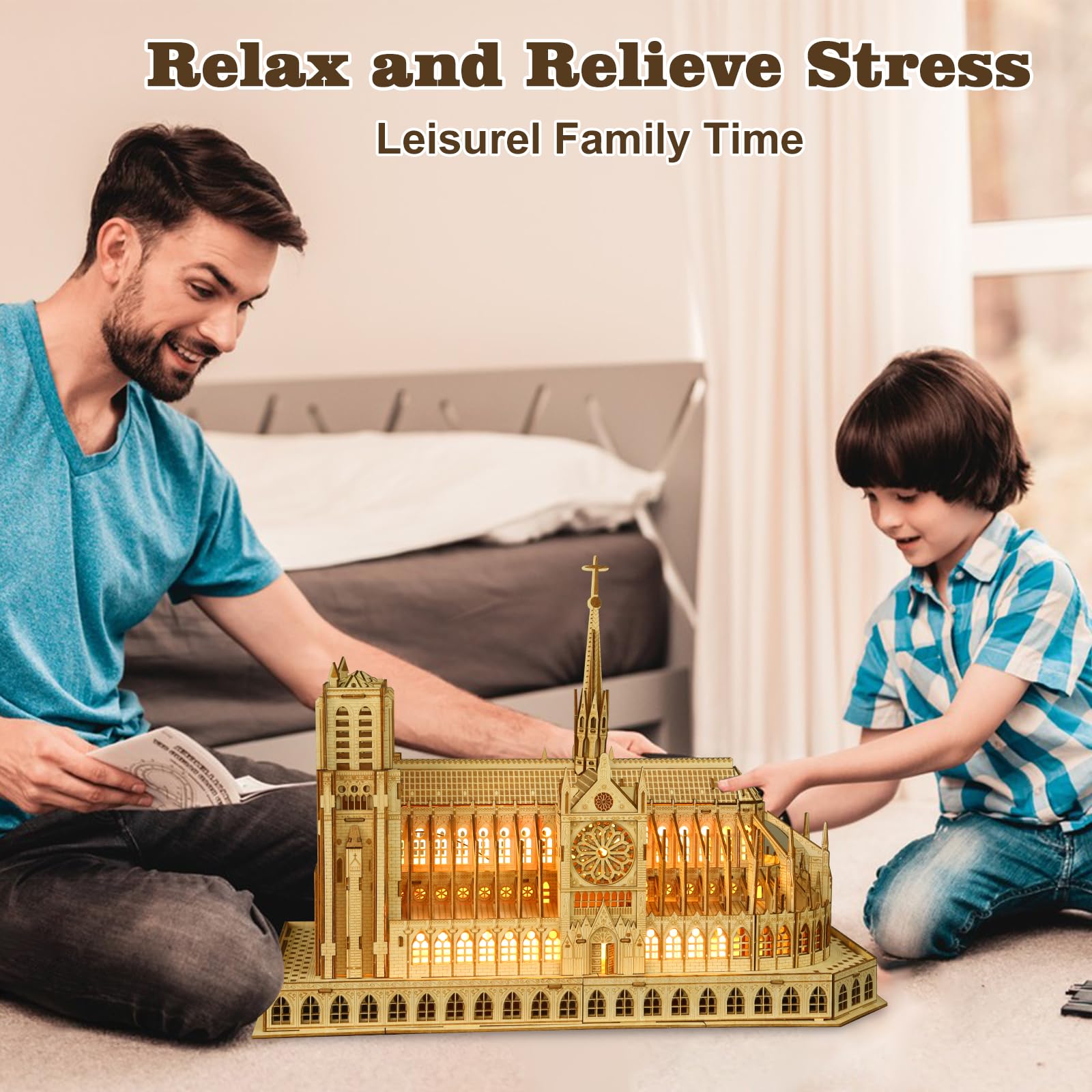 Drewniane puzzle 3D dla dorosłych, Notre Dame de Paris, model architektury drewnianej, francuska pamiątka, mechaniczne drewno, zestaw do samodzielnego wykonania, zabawka, dekoracja domu,
