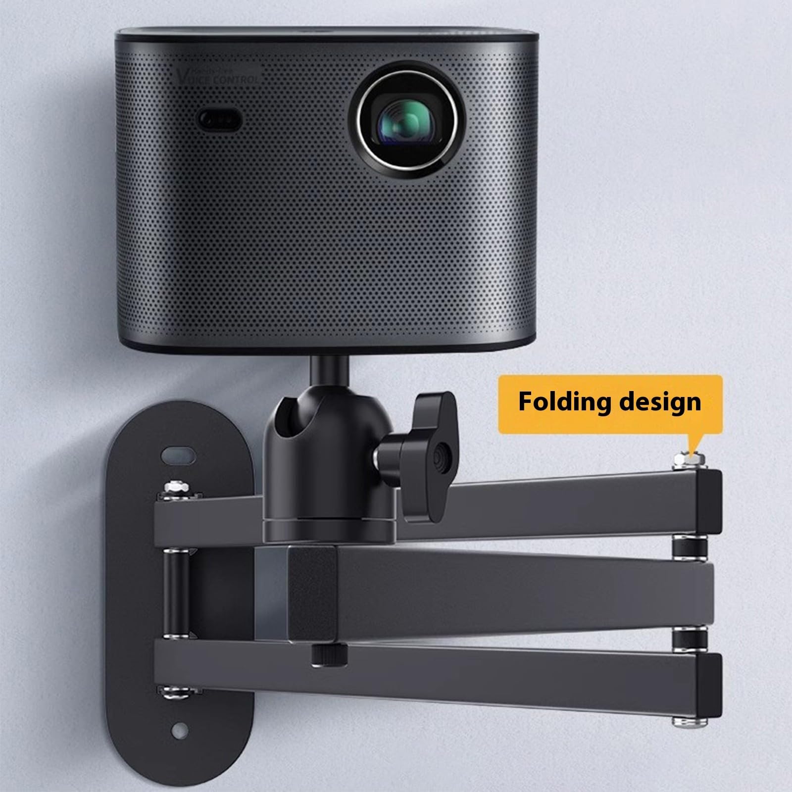Soporte de pared para proyector con capacidad de carga de 5 kg, giratorio ajustable de 360 grados, 1/4 pulgadas para cine en casa, soporte de montaje plegable para proyector