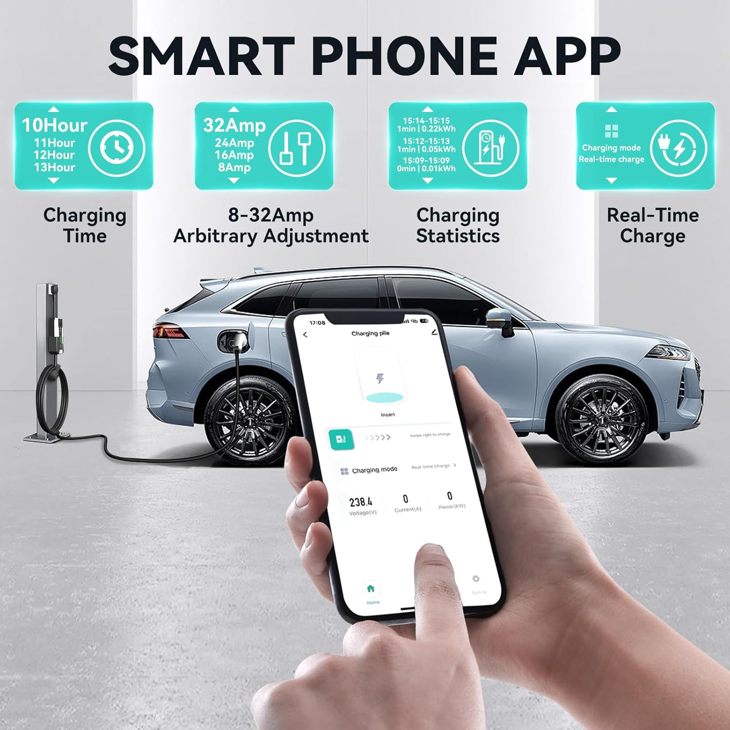 Smartphone app interface for Andeman EV Charger