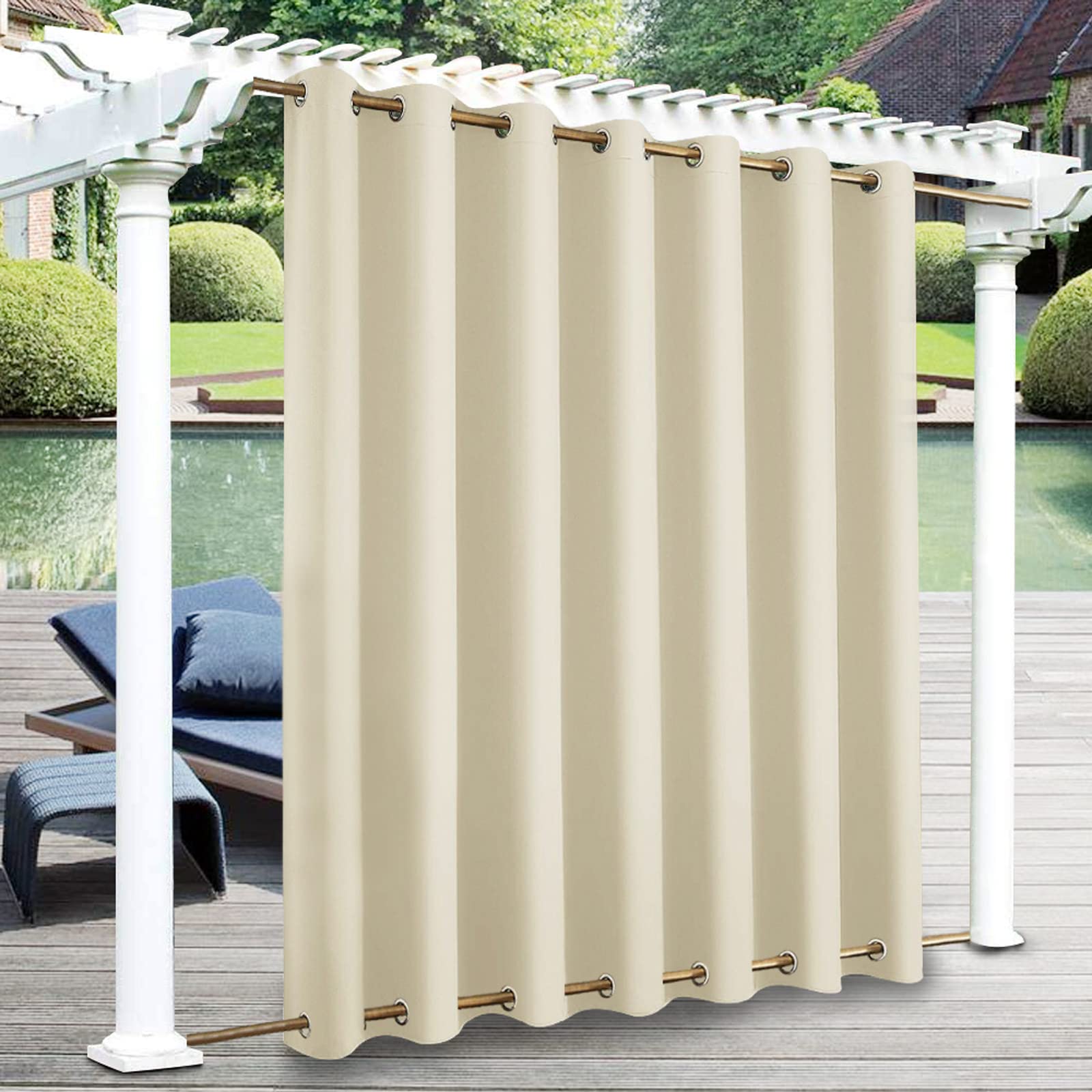 Wetterfester Outdoor Vorhang Wasserdicht Ösen Oben & Unten & Sonnenschutz für Balkon & Terrasse 100x115cm (BxH) - Langlebige & Stilvolle Lösung