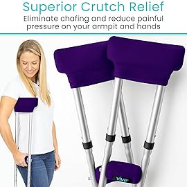 Vive Premium Crutch Pads & Hand Grips - Comfortable, Breathable, Machine Washable Padding - Moisture Wicking & Odor Reducing Pillow Accessory Covers for Adult & Youth Walking Crutches