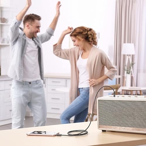 Miniatura 6 de Syncwire Cable auxiliar trenzado de nailon de 0.138 in (32.8 pies, sonido de alta fidelidad), adaptador de entrada auxiliar de audio macho a macho