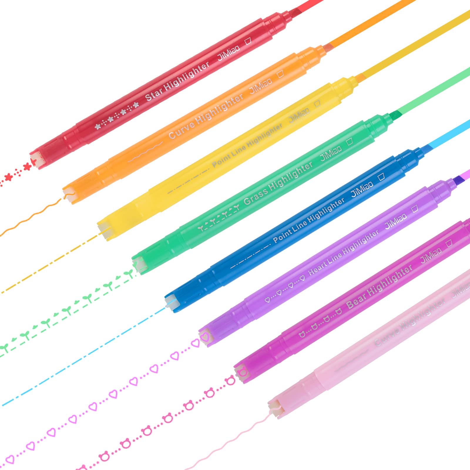 Photo 1 of **BUNDLE OF 3** Dual Tip Curve Highlighter Pen Set, 8 Pack Flownwing Curve Pens Highlighters Markers, Interesting Pens for Teenagers Children Writing Journaling Drawing Scrapbook Art Office