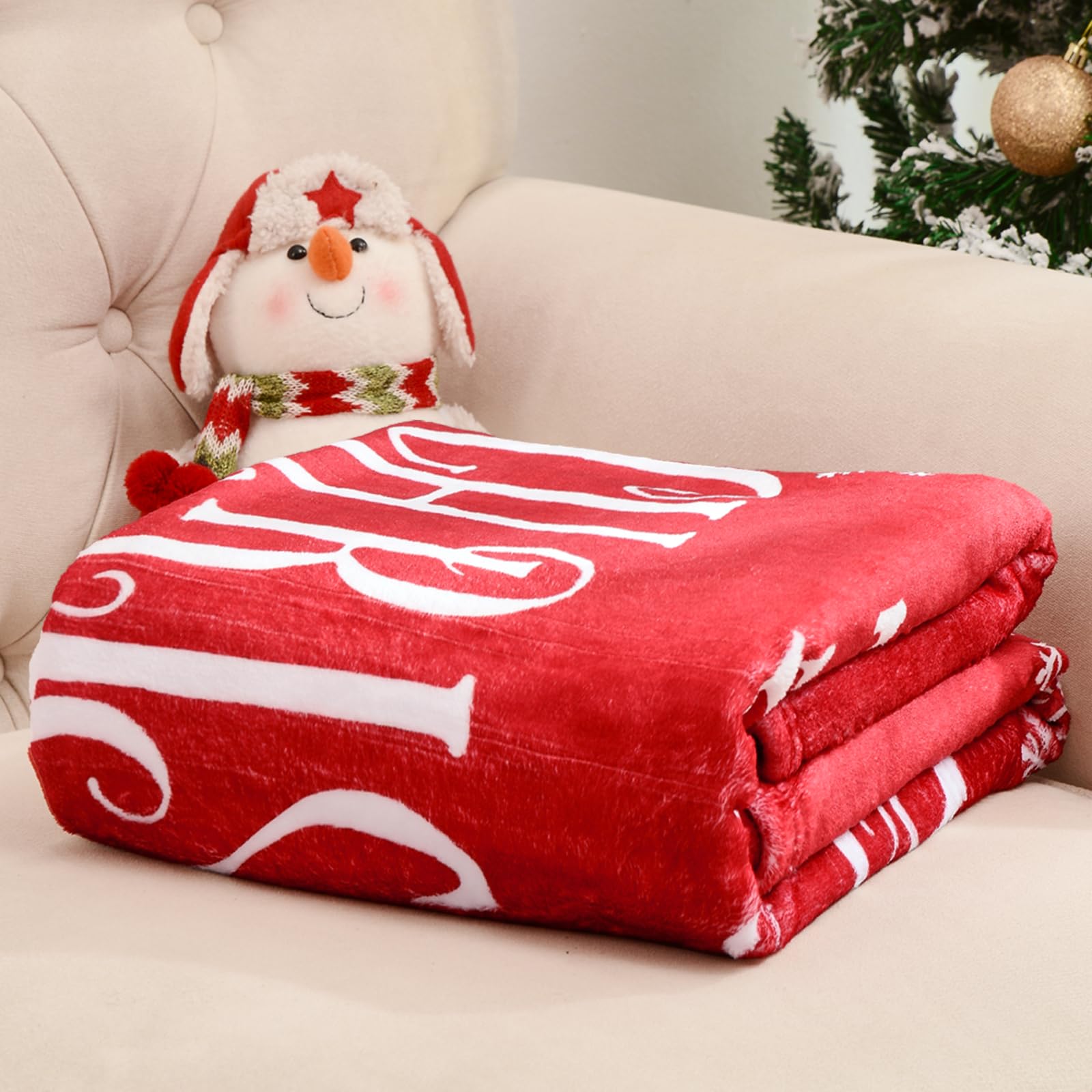 Exclusivo Mezcla Christmas Throw Blanket for Couch Soft Fuzzy Cozy Blankets for Winter Red Reindeer Patternt Decoration Blanket - Image 3