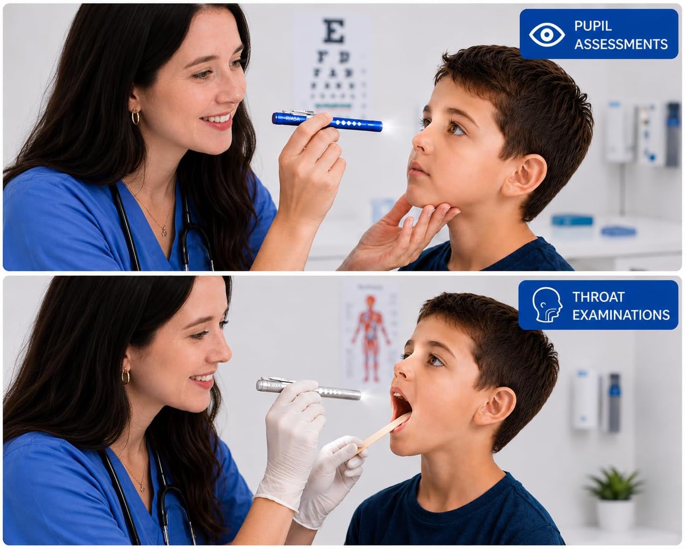 RIASA Medical Pen Light 2-Pack (Blue/Silver)