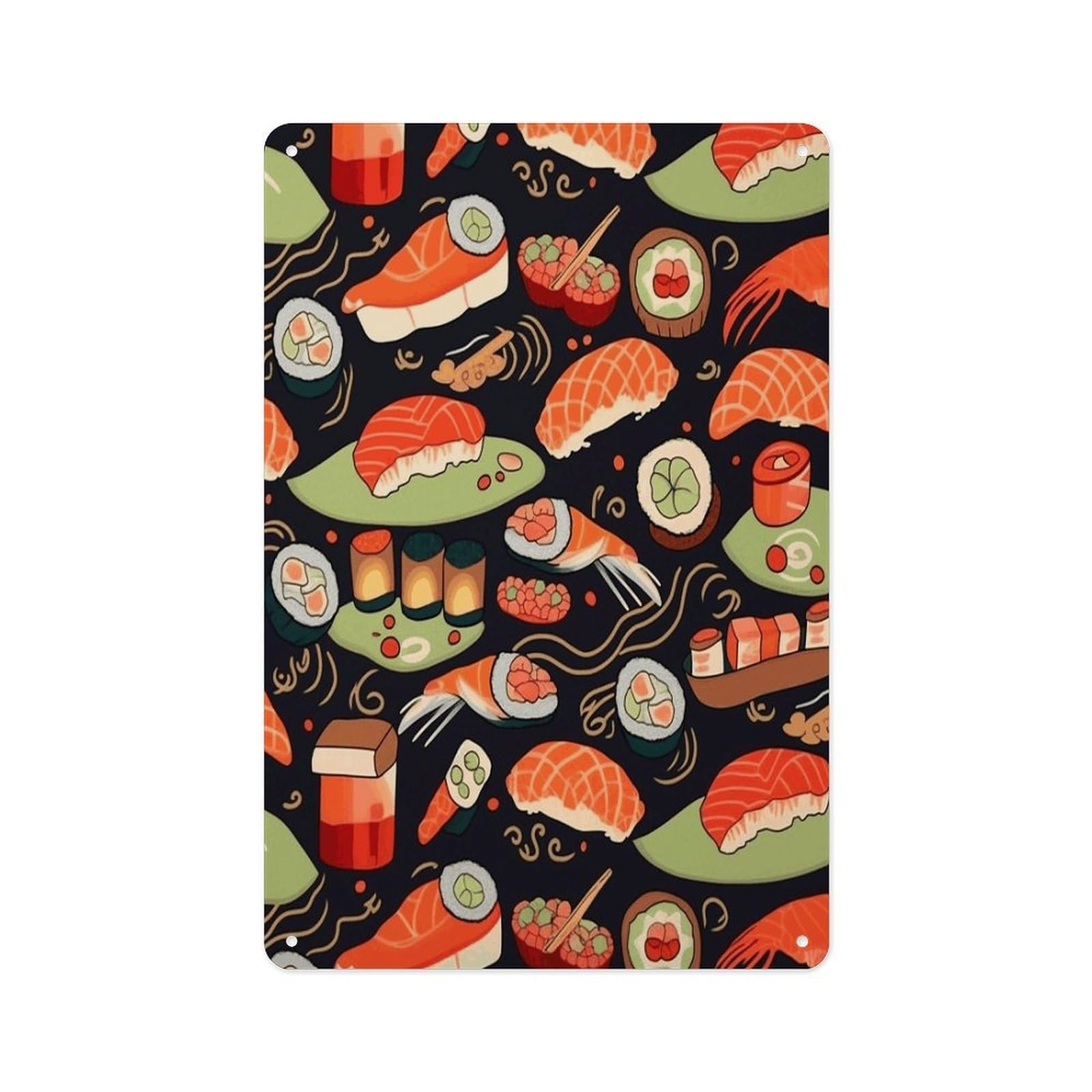 Fekiloot Style Japanese Sushi Shrimp Wall Decor Metal Signs Tin Signs Poster