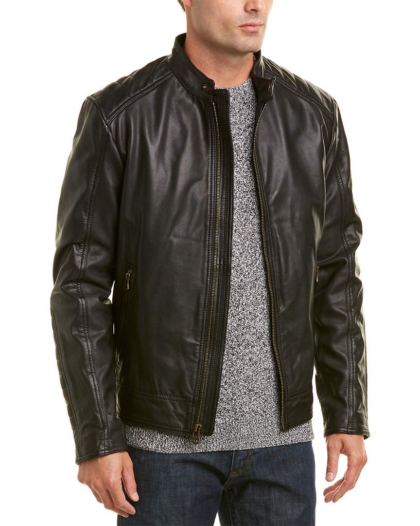 Cole HaanMen's Washed Leather Moto Jacket