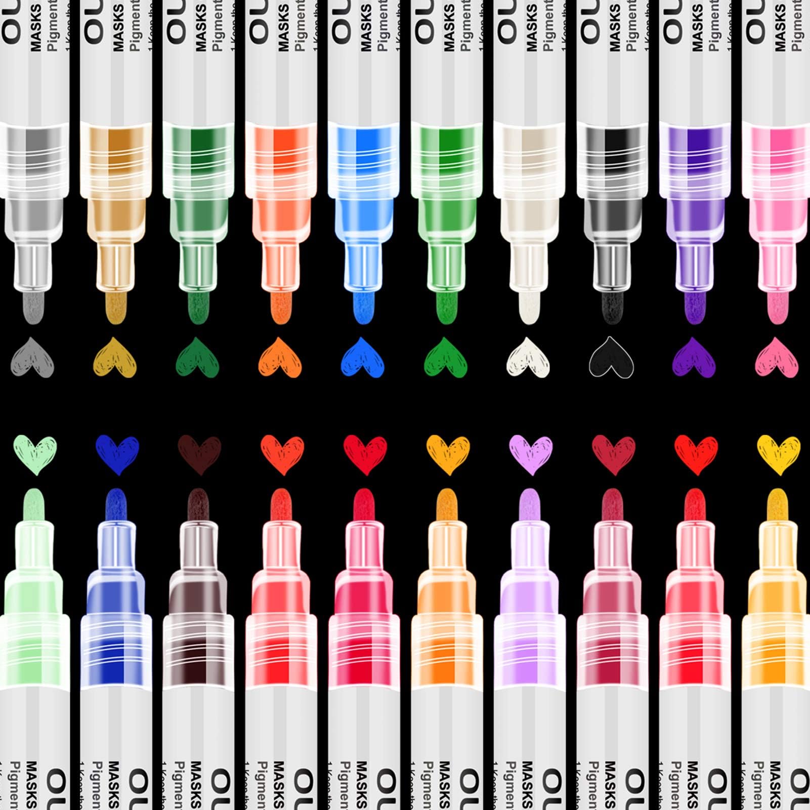 Acrylic Paint Pens for Rocks Painting, 20 Colors Dual Tip Paint Marker Pens for Easter Egg, 0.7mm-3mm Tip, Great for Ceramic, Glass, Wood, Fabric, Canvas, Mugs DIY Craft Making Supplies, Water-Based