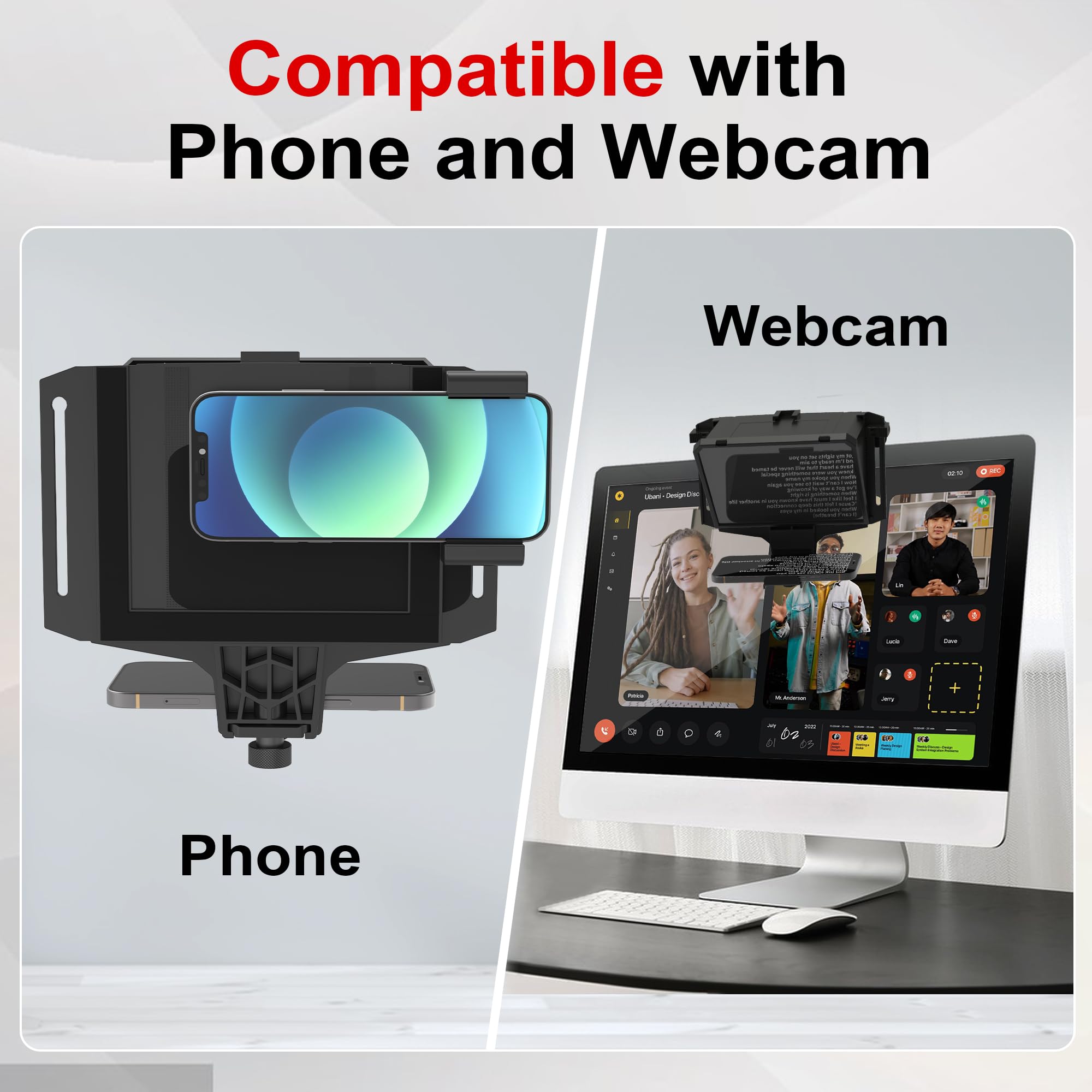 Nelyrho Tragbarer Teleprompter für Handy und Kamera, 70/30 Glas