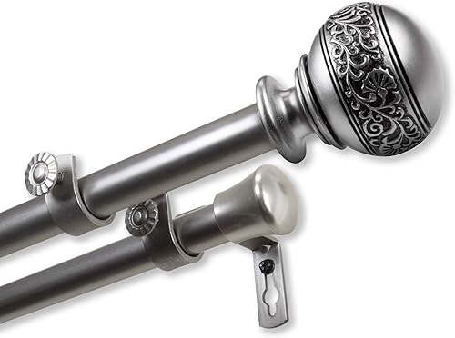 Miniatura 5 de Rod Desyne Nathan - Barra de cortina doble para ventana de esquina de 13/16 pulgadas, 28-48 pulgadas, níquel satinado