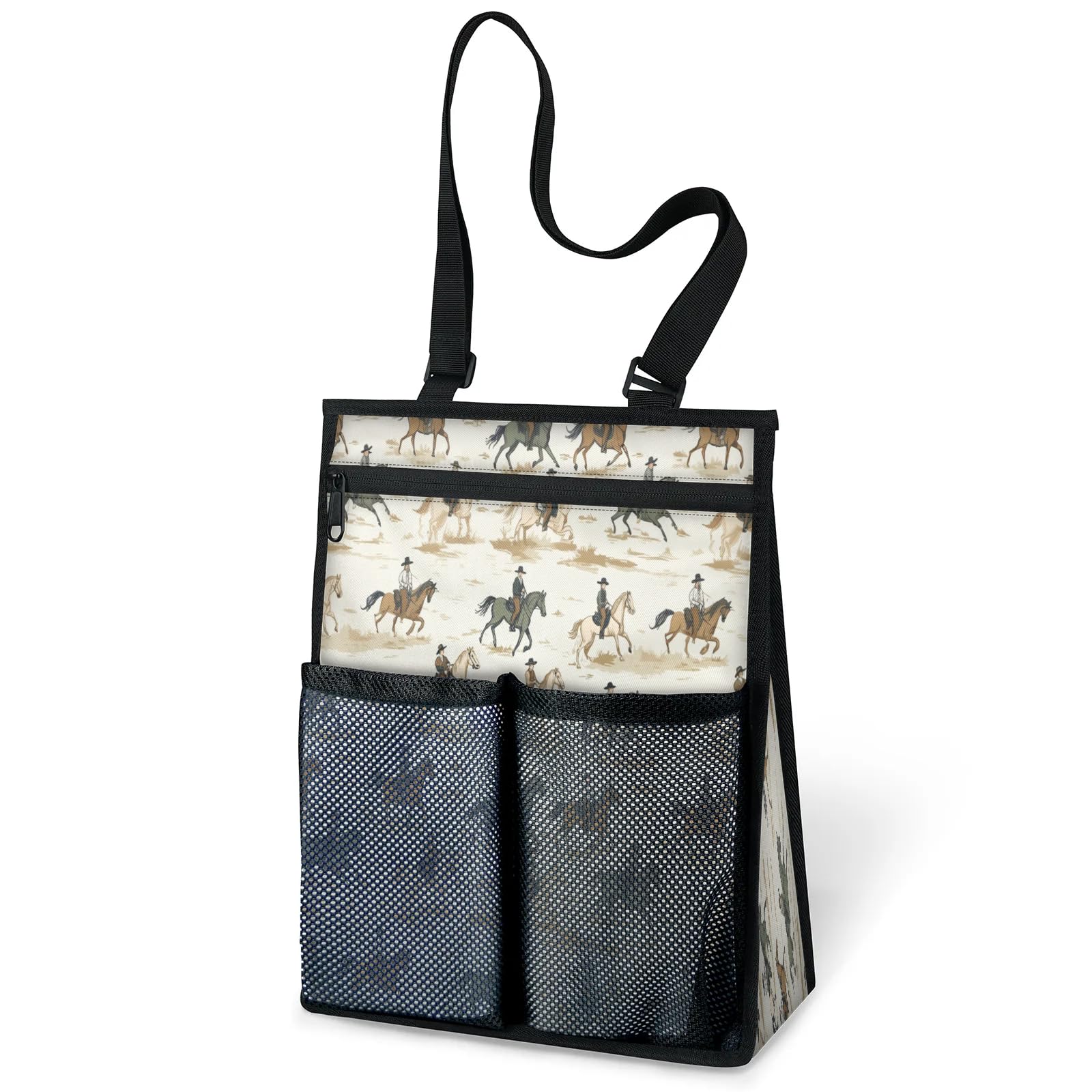 Ourtheme Vintage Western Cowboys Portable Shower Bag for Travel Gym Camp Beach Tote Shower Caddy Bags Hanging Toiletry