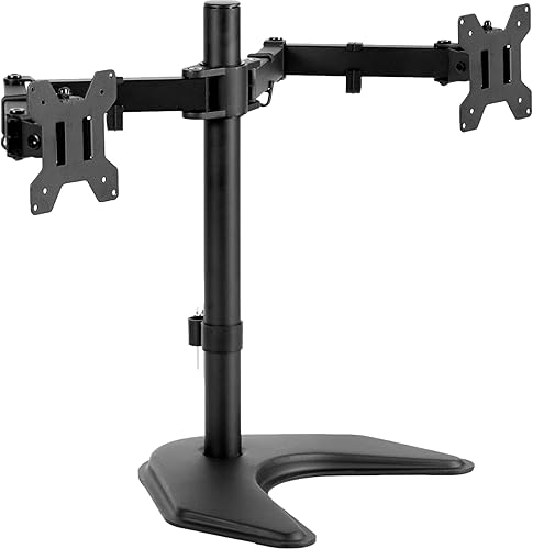 VIVO STAND-V002F - Soporte de escritorio independiente para monitor LCD doble LED para 2 pantallas de hasta 27 pulgadas brazos totalmente ajustables